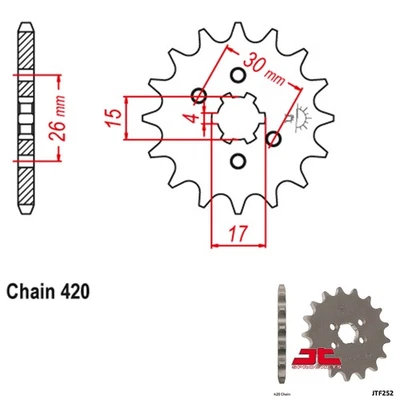 JT Sprockets Countershaft Sprocket 420 Pitch 16 Tooth Honda Z50R (1979-1999) - Image 1 of 2