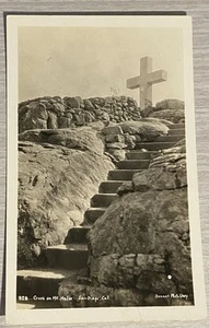 Postal RPPC Cross On Mount Helix San Diego California CA - Imagen 1 de 2
