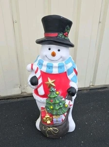 Vintage Blow-Mold Snowman(Frosty) Gift Bag LED Twinkle Lights 37" Weighted - Picture 1 of 5