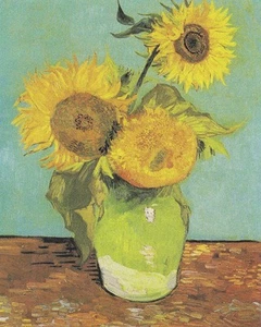 Vincent Van Gogh Three Sunflowers In A Vase- 1888 Canvas 20x25 - Picture 1 of 1
