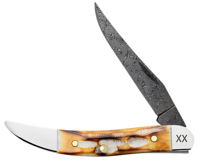 Cuchillo de bolsillo Case xx Knives Texas palillo de dientes hueso natural quemado 27236 Damasco Foto 1 de 4
