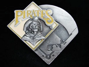 OE03110 *NOS* VINTAGE 1995 **PIRATES** BASEBALL SPORTS PEWTER BELT BUCKLE - Picture 1 of 2