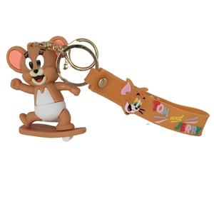 Tom and Jerry Keychain Keyring Key Chain Fob Charm w/ Lanyard Anime Cartoon 3-D - Picture 1 of 23