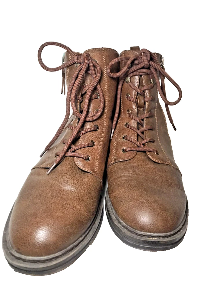 Bartraps AmySue Marrón Con Cordones Cremallera Lateral Botines Mujer 10M Moto Combate Motociclista Foto 1 de 4