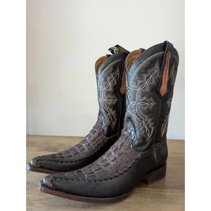 El General Westernstiefel Herren Größe 11 Braun Exotisch Kaiman Bauch Leder Cowboy - Bild 1 von 4
