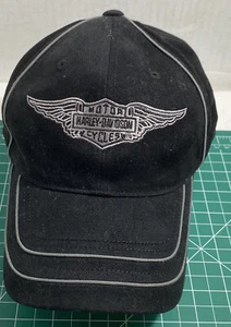 Harley Davidson Motor Bike Cap Black Silver Embroidered Emblem Size M - Picture 1 of 7