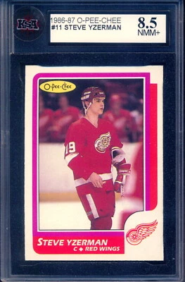 1986-87 OPC O PEE CHEE #11 Steve Yzerman Graded KSA 8.5 NM-MT+ Detroit Redwings - Image 1 of 2