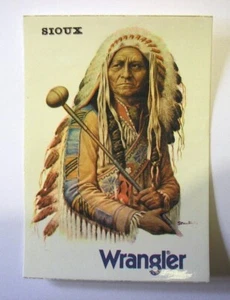 Alter Aufkleber Vintage WRANGLER JEANS INDIAN SIOUX (inch 3 x 4,5) d - Bild 1 von 1