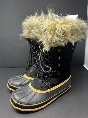 Khombu Size 11 Winter Boots Faux Fur Lining Quilted Black Ski/snow Black Suede - Image 1 of 4