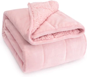 Sherpa Fleece Weighted Blanket for Adult, 15 Lbs Dual Sided Cozy Fluffy Heavy Bl - Picture 1 of 7