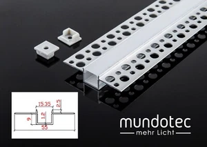 LED Alu Profil Schiene Leiste Kanal Trockenbau T 55 x15,35mm Länge 2m Silber - Bild 1 von 3