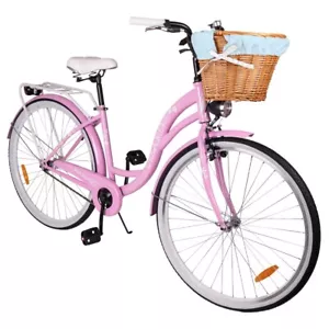 Maltrack Stadtfahrrad Dreamer mit blauer Korb, 1-Gang, 28 Zoll, Citybike Rosa - Bild 1 von 12
