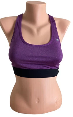 Sujetador deportivo Champion talla M jaspeado púrpura espalda deportiva soporte máximo escote redondo Foto 1 de 4