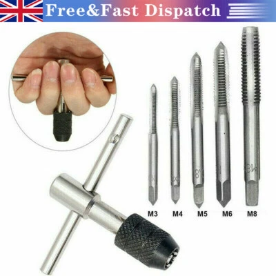 6Pcs TAP WRENCH & CHUCK SET TOOL T-HANDLE INCLUD M3 M4 M5 M6 M8 And Die～～ - Image 1 of 4