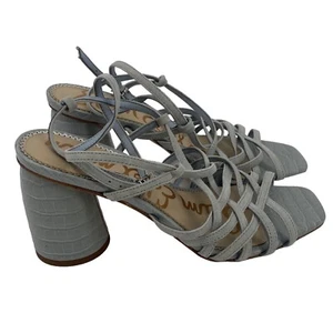 Sandalias de Tacón Sam Edelman Talla 8.5 Azul Nube Cuero Narciso Tirantes - Imagen 1 de 10