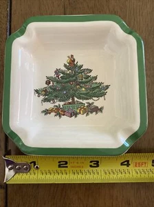 VTG‼ Spode 4-3/4" Square Ceramic Ashtray Christmas Tree S3324-D • VGUC‼ FREE S/H - Picture 1 of 2