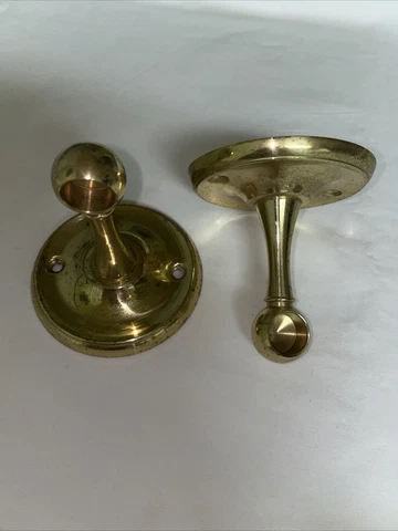 Vintage SOLID BRASS TOWEL BAR HOLDER MOUNTS ONLY No Bar 5/8” #1 Cover