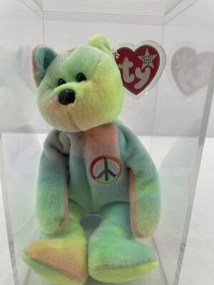 ty Beanie Babies Peace Bear 1996 With Rare White Star! Great Collectors Item - Image 1 of 4