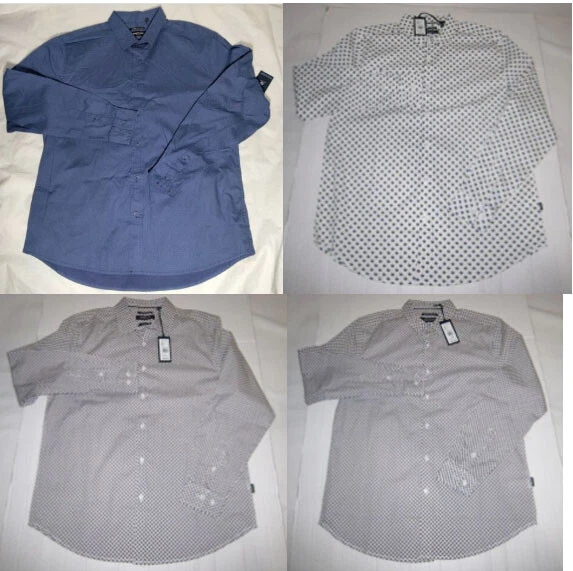 NUEVO CON ETIQUETAS Kenneth Cole New York Calce Ajustado Blanco Azul Rojo Vestido Manga Larga Camisa con Botones Foto 1 de 1