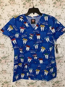 Tooth's Day Everyday Dickies Scrubs Dental EDS V Neck Top DK704 TDEY NEW! NWT - Picture 1 of 8