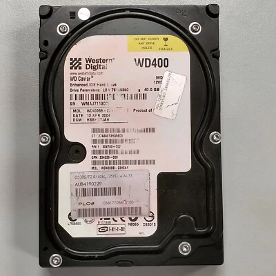 WD Caviar 40GB 3.5" IDE HDD ATA/100 7200RPM 2MB WD400BB-22HEA1 286692-001 - Image 1 of 4