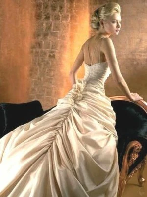DEMETRIOS 911 $1600 NEW Bridal gown Wedding Dress Corset taffeta IVORY 10 - Image 1 of 4