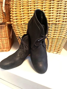 Chanel Lace-Up short boots Coco Mark Suede Black size 38.5 - Picture 1 of 7