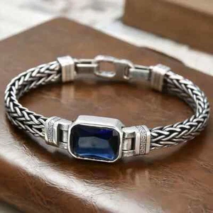 Echt Massiv 925 Sterling Silber Armband Geflochten Twist Kette CZ Punk Schmuck 7,9" - Bild 1 von 7