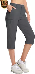 Women'S Hiking Capris Pants Cargo Lightweight Stretch Water Resistant Joggers wi - Picture 1 of 10