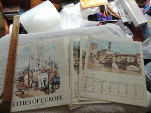 Vintage Canterburg Calendar 1967 Cities Of Europe in Watercolor Edition Korsch - Picture 1 of 9