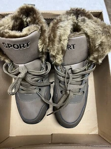 Snow Boots Mens Fur Lined Outdoor Water Resistant Work Shoes Hiking Winter Shoe - Picture 1 of 8