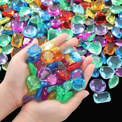 100 Pcs Toy Gems Pirate Treasure Jewels Bling Diamonds Jumbo Acrylic Large Fake - Image 1 of 4