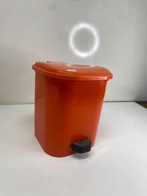 Ancienne poubelle vintage orange année 60/70 en bonne état made in France Syla - Photo 1/4