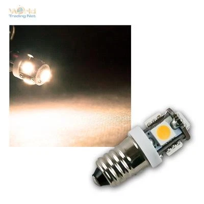 WORLD-TRADING-NET LED Leuchtmittel E10 warmweiß, 12V DC, 5x 5050 SMD, Birne Lampe Glühbirne warm