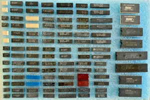 LOT OF 106 NEW AND USED INTEGRATED CIRCUITS & OTHER DIP THROUGH-HOLE COMPONENTS - Picture 1 of 1