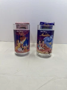 Vintage Disney Collector Cups Glass Burger King Beauty And The Beast & Aladdin - Picture 1 of 2