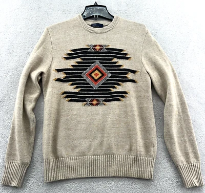 Gap Sweater Mens Small Brown Crew Neck Aztec Fair Isle Long Sleeve - Image 1 of 4