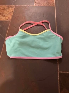 Large Girls old navy green swim top bathing suit spaghetti straps tank pink - Picture 1 of 3