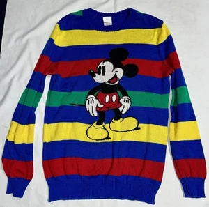 Disney 100th Anniversary Knit Sweater Mickey Striped Sweater Kid Size L 10/12 - Picture 1 of 3