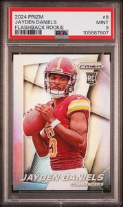 Jayden Daniels 2024 Panini Prizm Flashback Rookie #8 Silver Prizm RC PSA come nuovo 9! - Foto 1 di 2