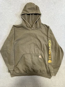 Carhartt Hoodie Mens 3XL Green Original Fit Logo Sleeve Pullover Workwear - Picture 1 of 9