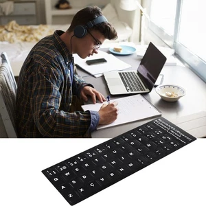 Keyboard Sticker Spanish Waterproof Black Background For 10in To 17in Laptop - Picture 1 of 24
