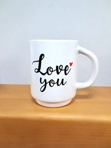 MTY International Coffee Mug "Love You" Hearts 12oz Ceramic White - Picture 1 of 9