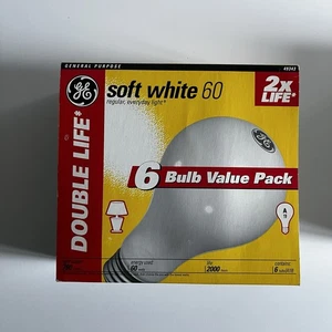 GE 60 Watt A19 Soft White Double Life Light Bulbs Only 4 Bulbs - Picture 1 of 4