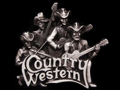 JI01137 COOL VINTAGE 1981 BERGAMOTA ***MÚSICOS COUNTRY WESTERN*** HEBILLA DE PELTRE Foto 1 de 2