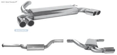 Bastuck duplex complete system from catalytic converter Volvo S40 5 cyl. + Turbo each 2x76mm rolled - Image 1 of 4