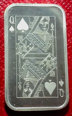 1975 The Queen of Spades Art Bar 1 Troy oz.999 Silver by Madison Mint - Image 1 of 3