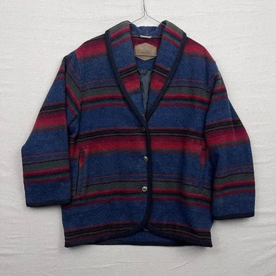 Abrigo Woolrich Vintage 3 Botones Hecho en EE. UU. Mezcla de Lana a Rayas del Suroeste Foto 1 de 4