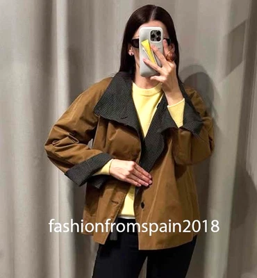 ZARA NUEVO GABARDINA CORTA REVERSIBLE MUJER ZW COLL NEGRO MARRÓN 7522/269/099 Foto 1 de 4