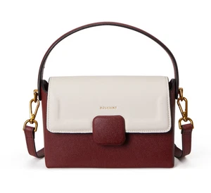 $1650 Bolvaint - Bolso de Mano Marianne - Cuero Borgoña y Beige - Imagen 1 de 9